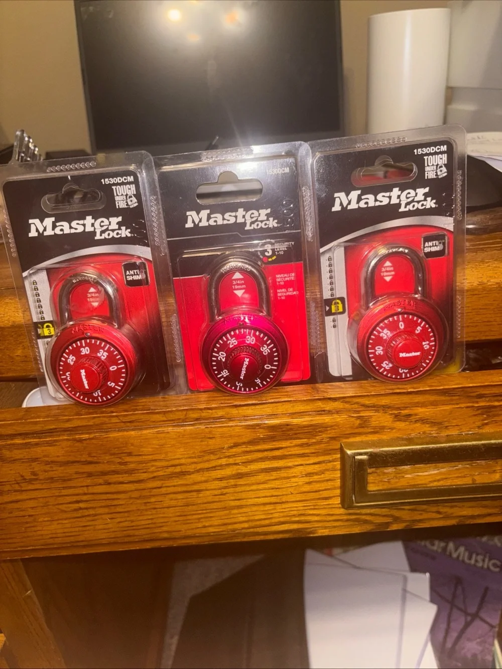 Masters Red Master Lock Combination Padlocks (3-Pack)